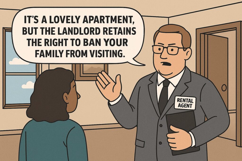 It's a lovely apartment, but the landlord retains the right to ban your family from visiting.